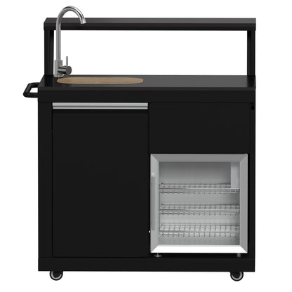 Forno All’Aperto 62,600 BTU BBQ, 3 Stainless Steel Burners, Infrared Burners, Sink Module, Black Sintered Stone Countertops, Bar and Beverage Center - Forno Appliances