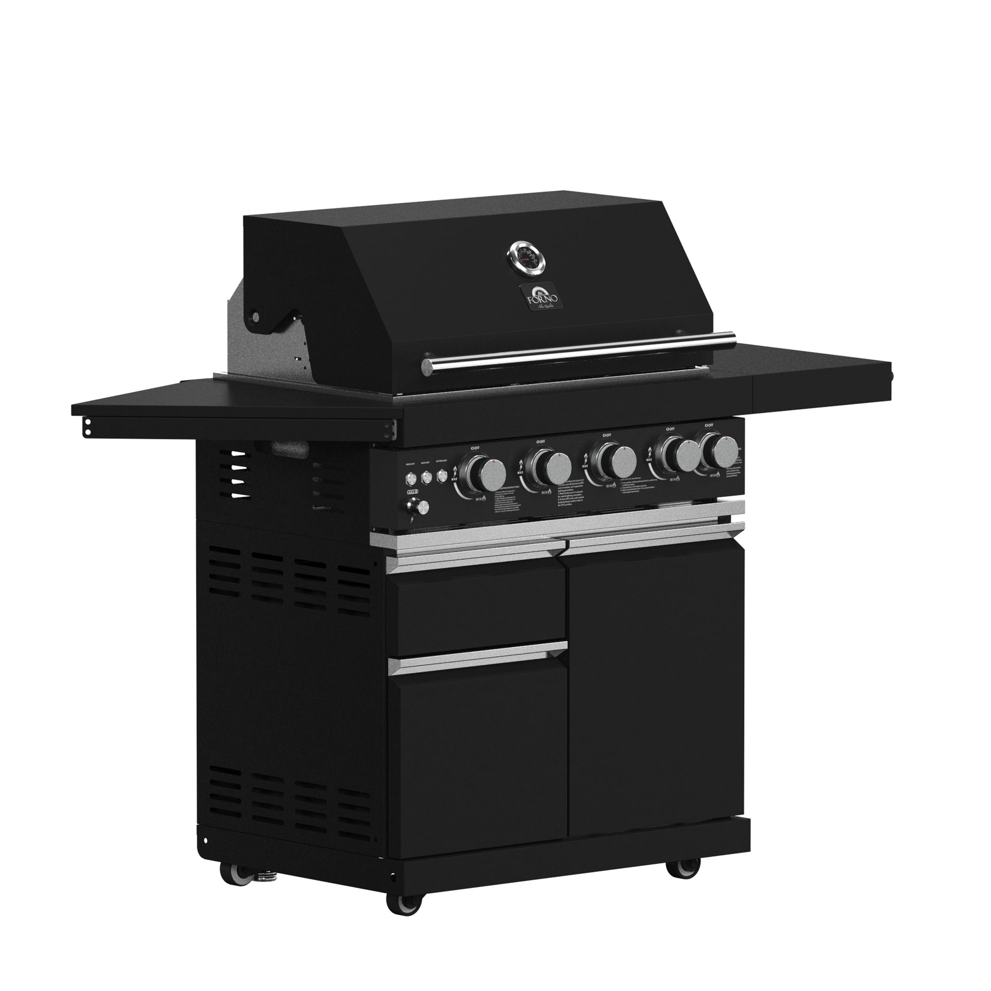Forno All’Aperto 62,600 BTU BBQ, 3 Stainless Steel Burners, Infrared Burners, Sink Module, Black Sintered Stone Countertops, Bar and Beverage Center - Forno Appliances