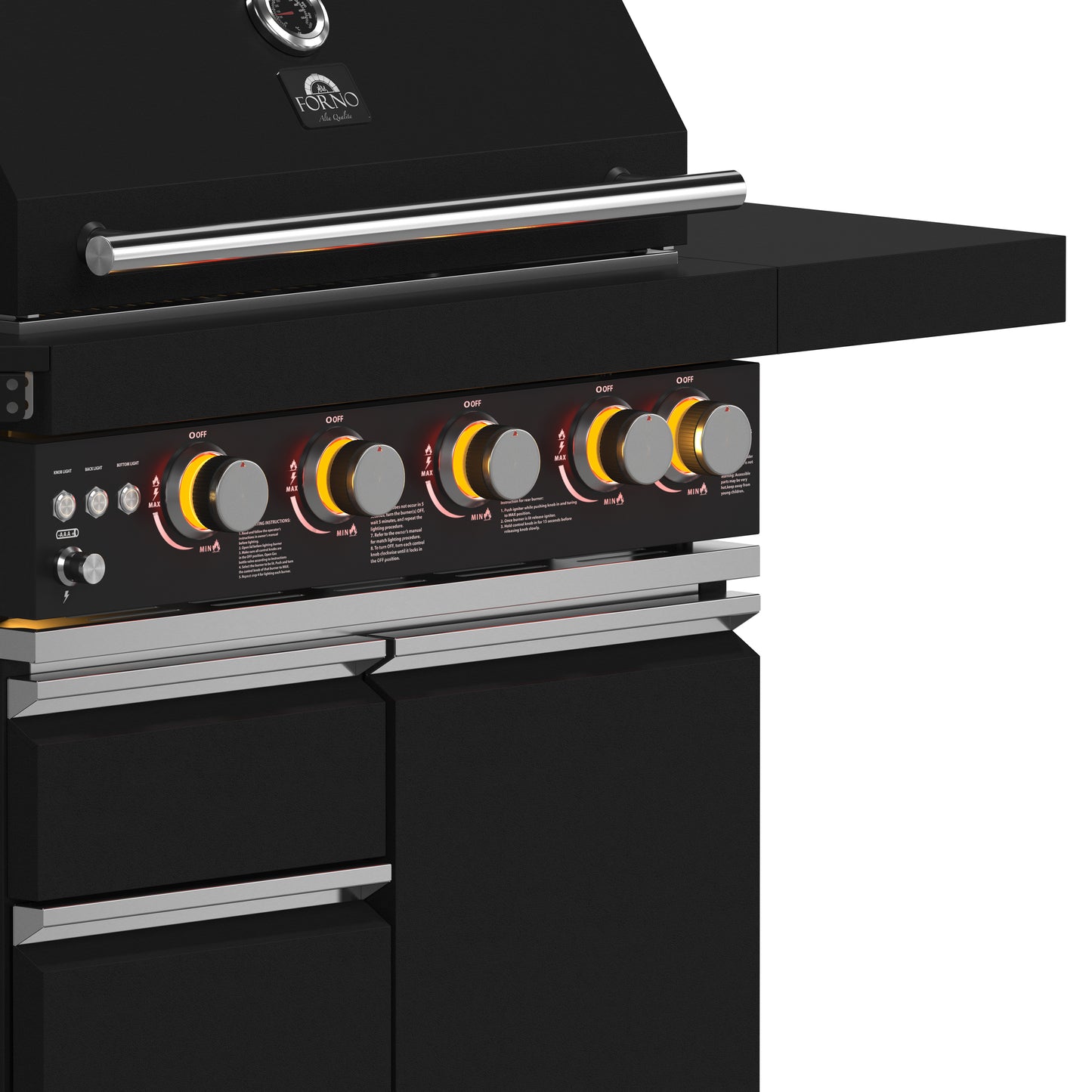 Forno All’Aperto 62,600 BTU BBQ, 3 Stainless Steel Burners, Infrared Burners, Sink Module, Black Sintered Stone Countertops, Bar and Beverage Center - Forno Appliances