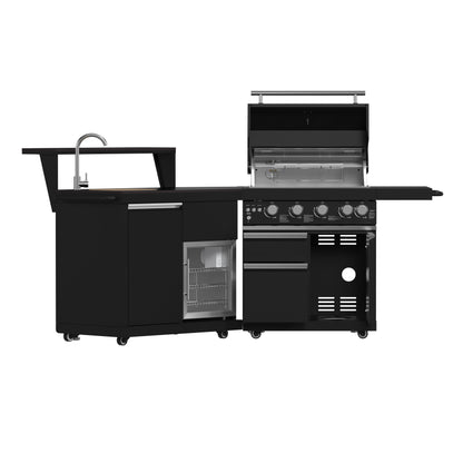 Forno All’Aperto 62,600 BTU BBQ, 3 Stainless Steel Burners, Infrared Burners, Sink Module, Black Sintered Stone Countertops, Bar and Beverage Center - Forno Appliances