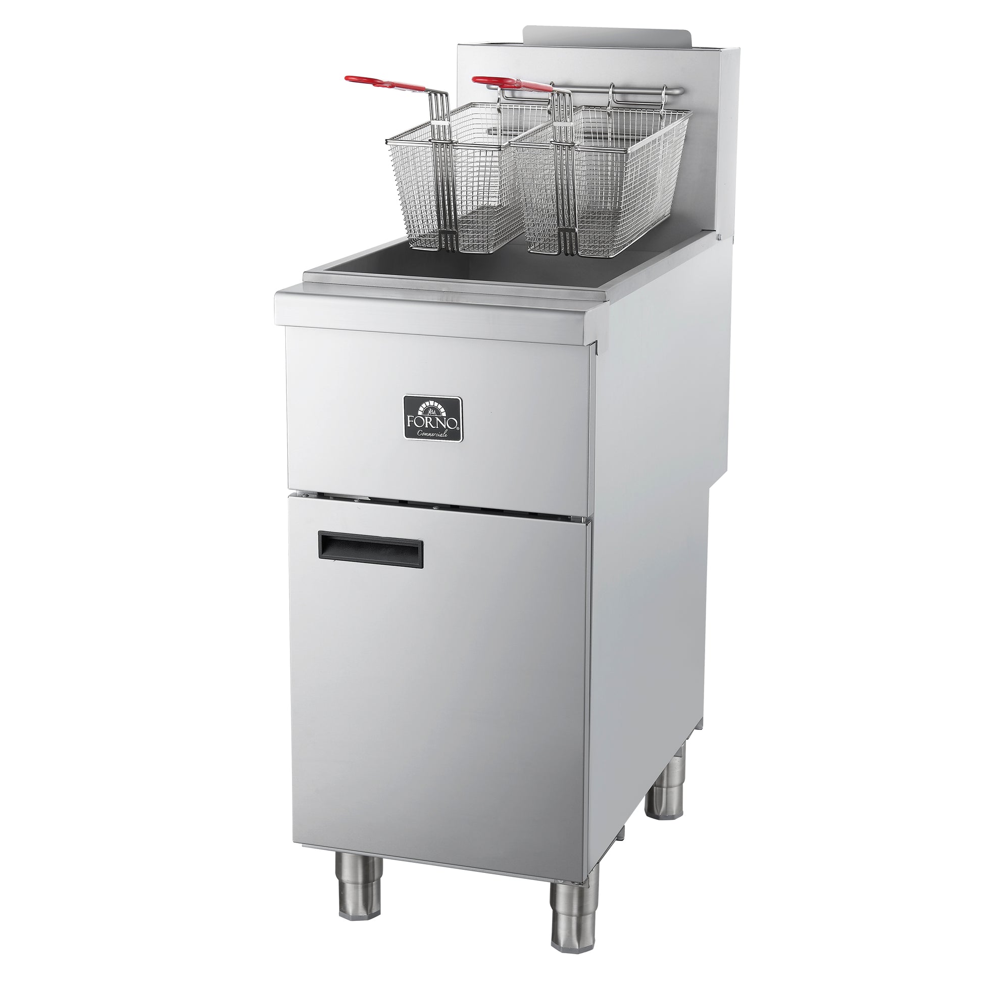 Forno Commerciale Natural Gas Deep Fryer, 4 Burners 120,000 BTU, 50 lbs Oil Capacity - Forno Appliances