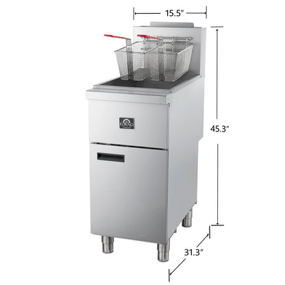 Forno Commerciale Natural Gas Deep Fryer, 4 Burners 120,000 BTU, 50 lbs Oil Capacity - Forno Appliances