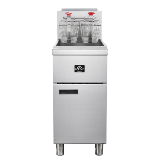 Forno Commerciale Natural Gas Deep Fryer, 4 Burners 120,000 BTU, 50 lbs Oil Capacity - Forno Appliances