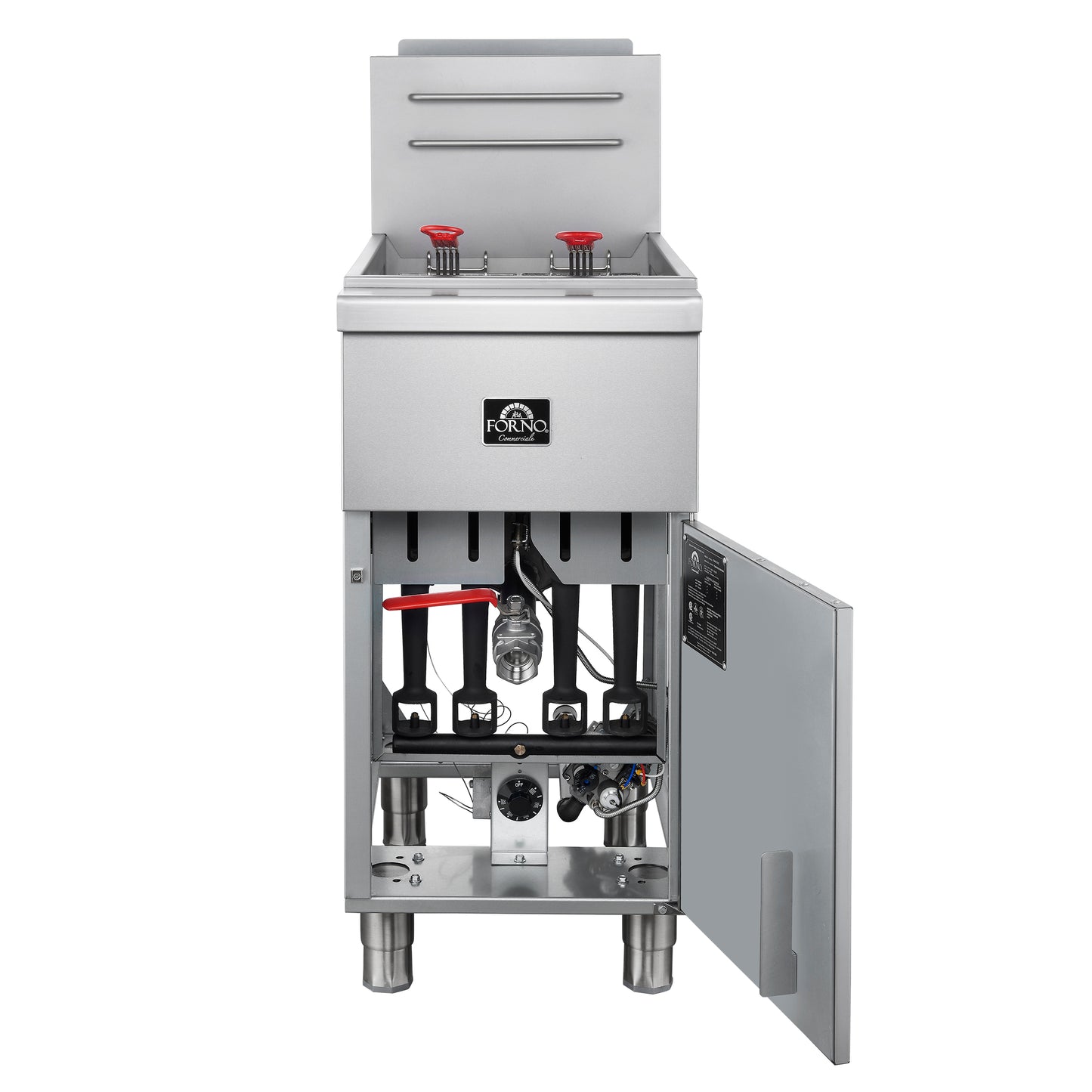 Forno Commerciale Natural Gas Deep Fryer, 4 Burners 120,000 BTU, 50 lbs Oil Capacity - Forno Appliances
