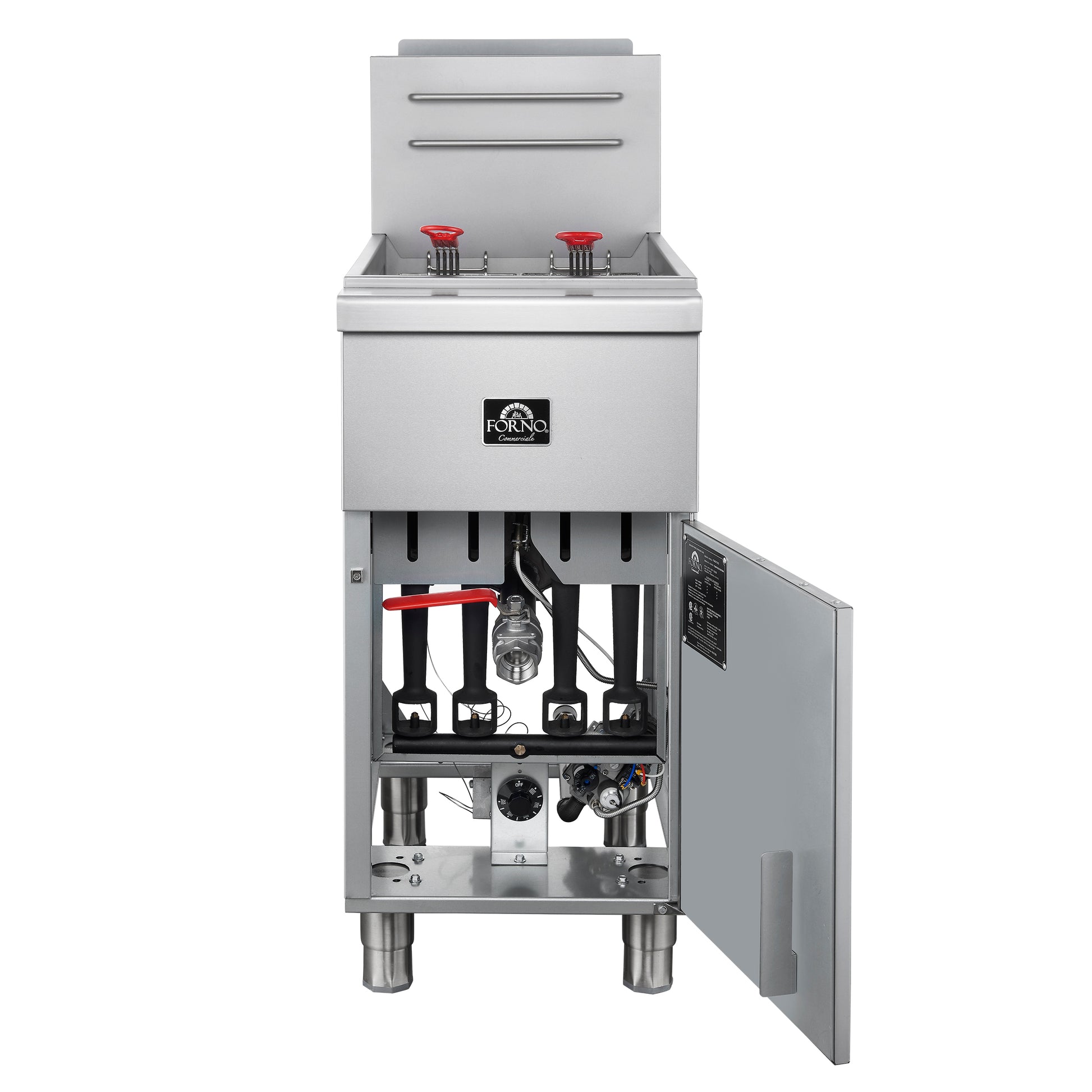 Forno Commerciale Natural Gas Deep Fryer, 4 Burners 120,000 BTU, 50 lbs Oil Capacity - Forno Appliances