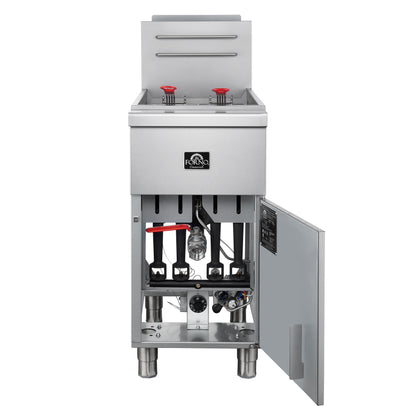Forno Commerciale Natural Gas Deep Fryer, 4 Burners 120,000 BTU, 50 lbs Oil Capacity - Forno Appliances
