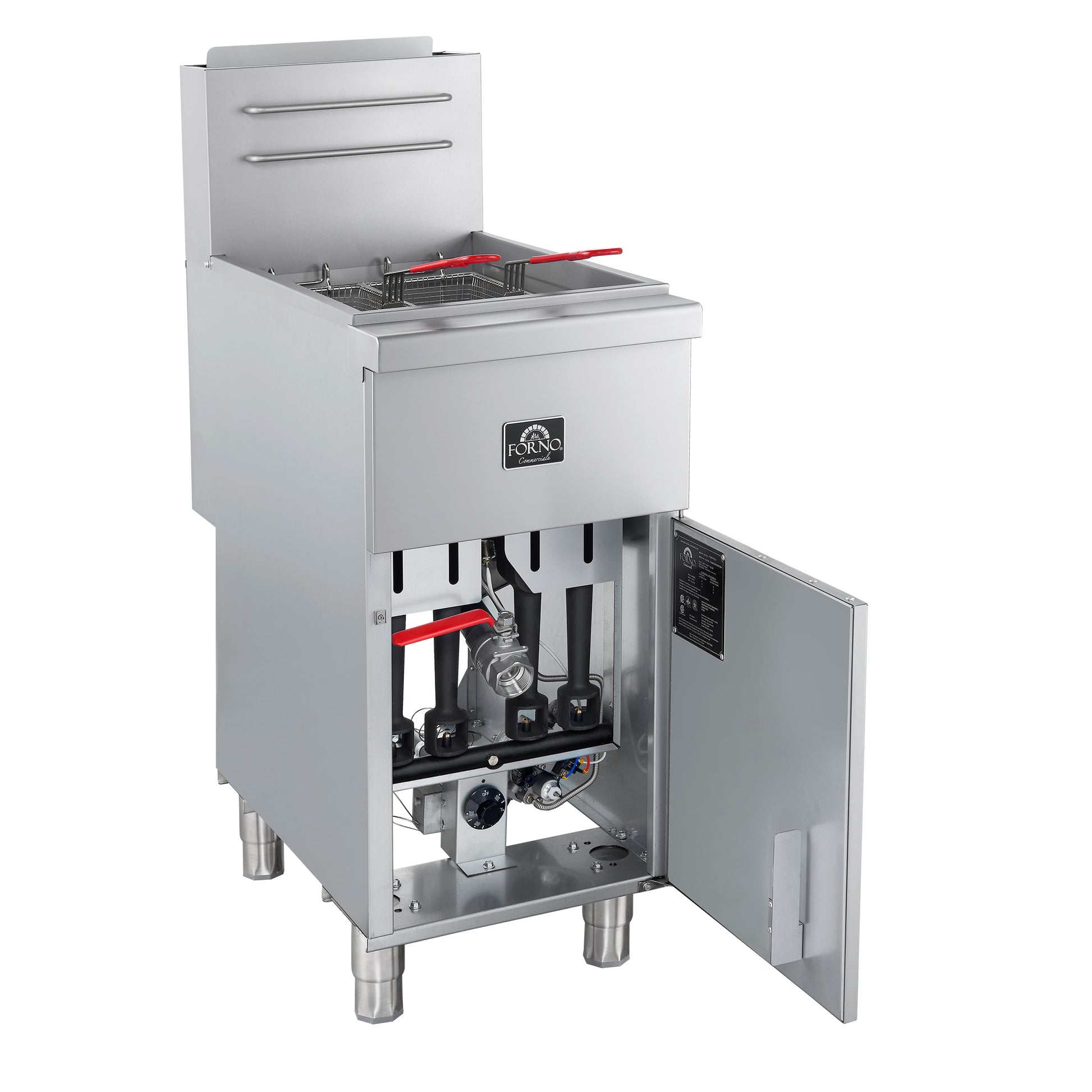 Forno Commerciale Natural Gas Deep Fryer, 4 Burners 120,000 BTU, 50 lbs Oil Capacity - Forno Appliances
