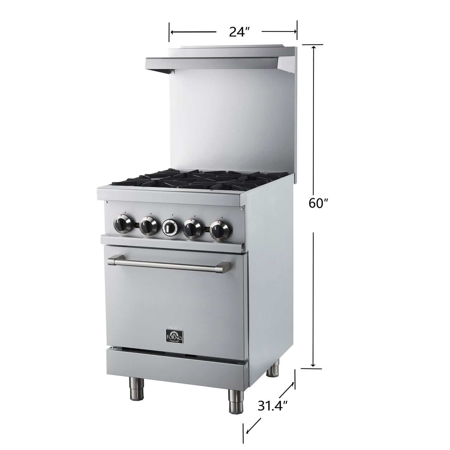 Forno Commerciale 24 Inch Gas Range with 4 Burners - Forno Appliances