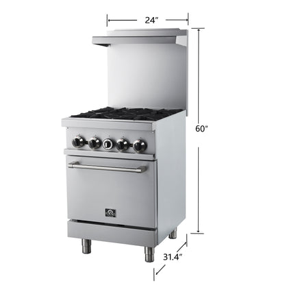 Forno Commerciale 24 Inch Gas Range with 4 Burners - Forno Appliances