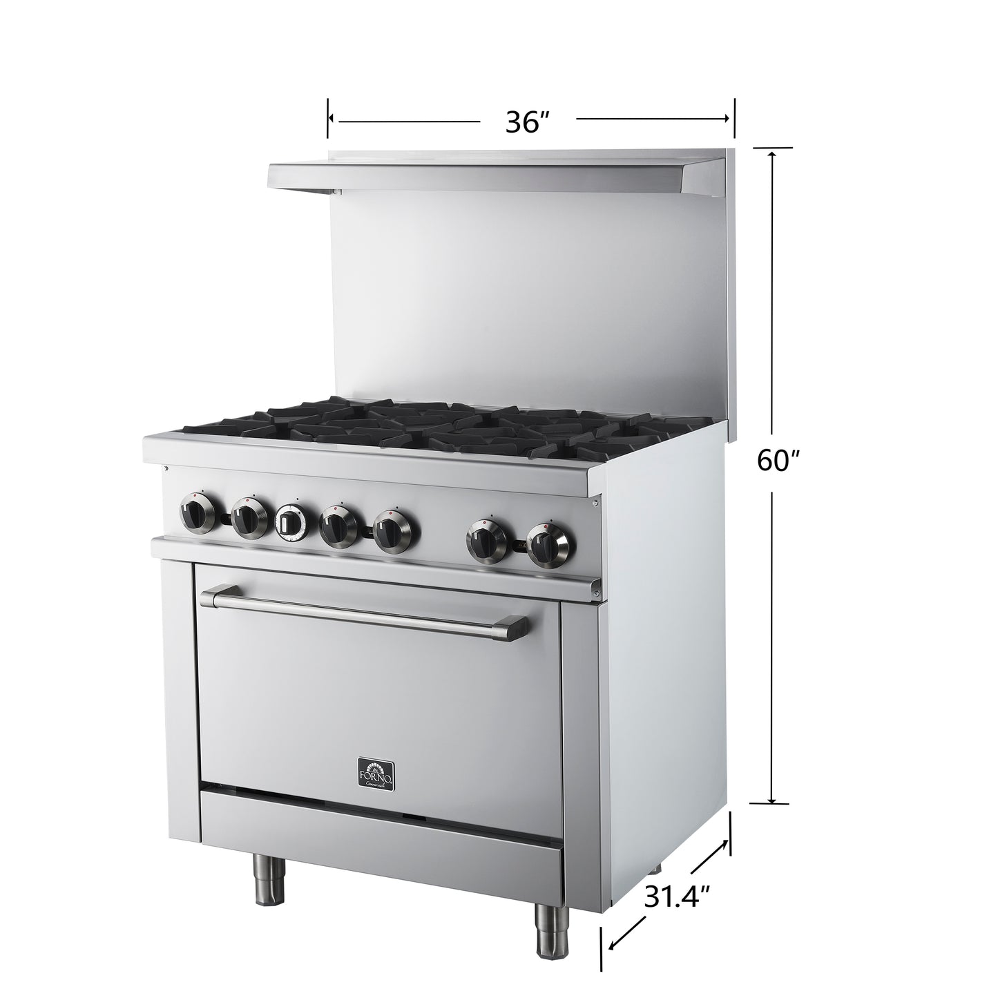 Forno Commerciale 36 Inch Gas Range with 6 Burners - Forno Appliances