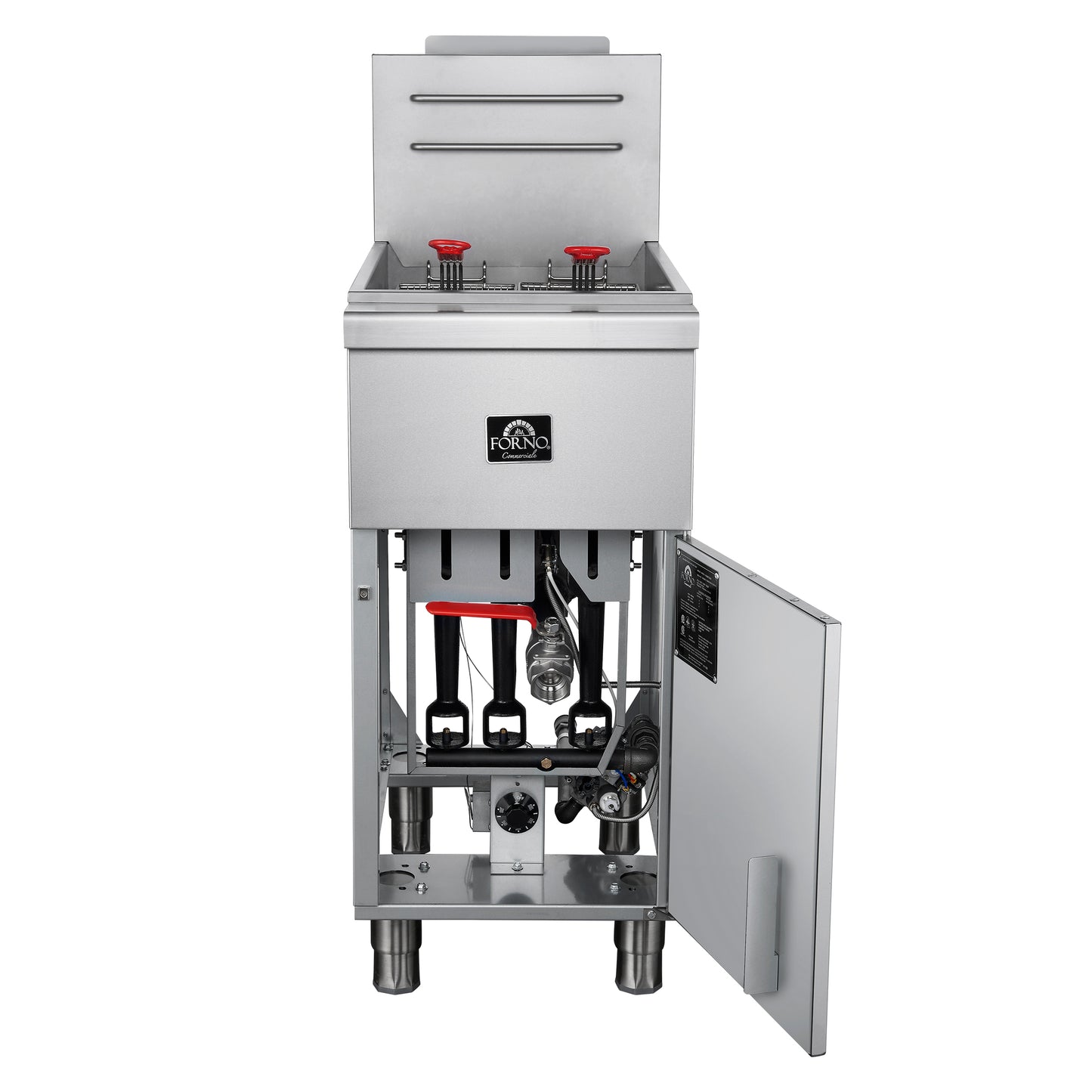 Forno Commerciale Natural Gas Deep Fryer, 3 Burners 90,000 BTU, 40 lbs, Millivolt Control - Forno Appliances