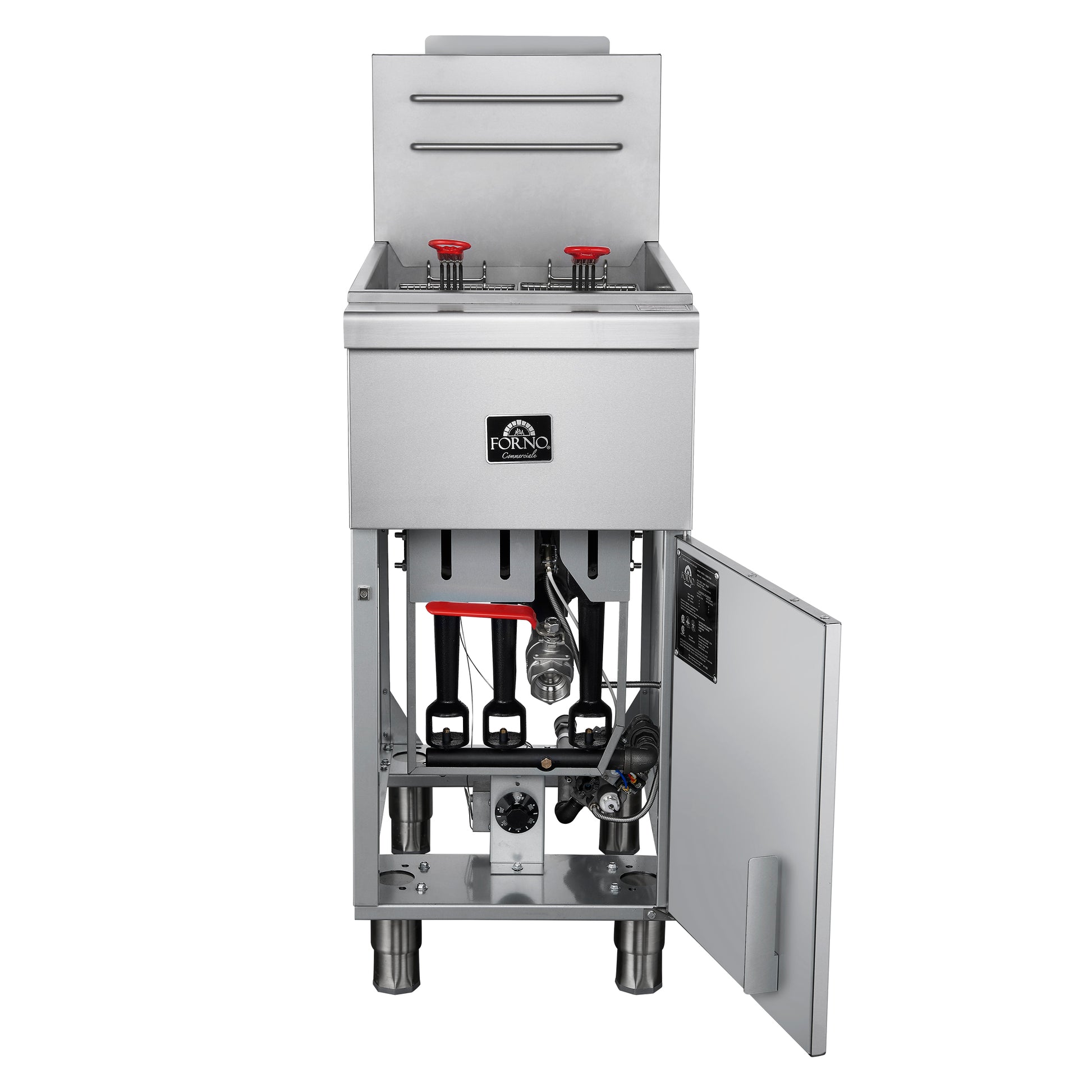 Forno Commerciale Propane Gas Deep Fryer, 4 Burners 120,000 BTU, 50 lbs Oil Capacity, Millivolt Control - Forno Appliances
