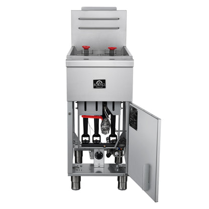 Forno Commerciale Propane Gas Deep Fryer, 4 Burners 120,000 BTU, 50 lbs Oil Capacity, Millivolt Control - Forno Appliances