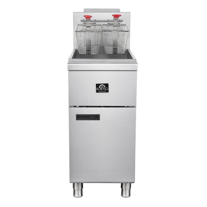 Forno Commerciale Propane Gas Deep Fryer, 4 Burners 120,000 BTU, 50 lbs Oil Capacity, Millivolt Control - Forno Appliances