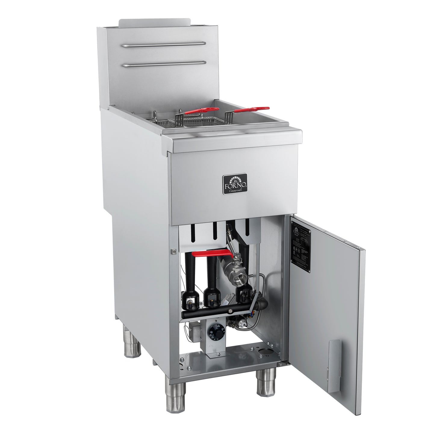 Forno Commerciale Propane Gas Deep Fryer, 4 Burners 120,000 BTU, 50 lbs Oil Capacity, Millivolt Control - Forno Appliances