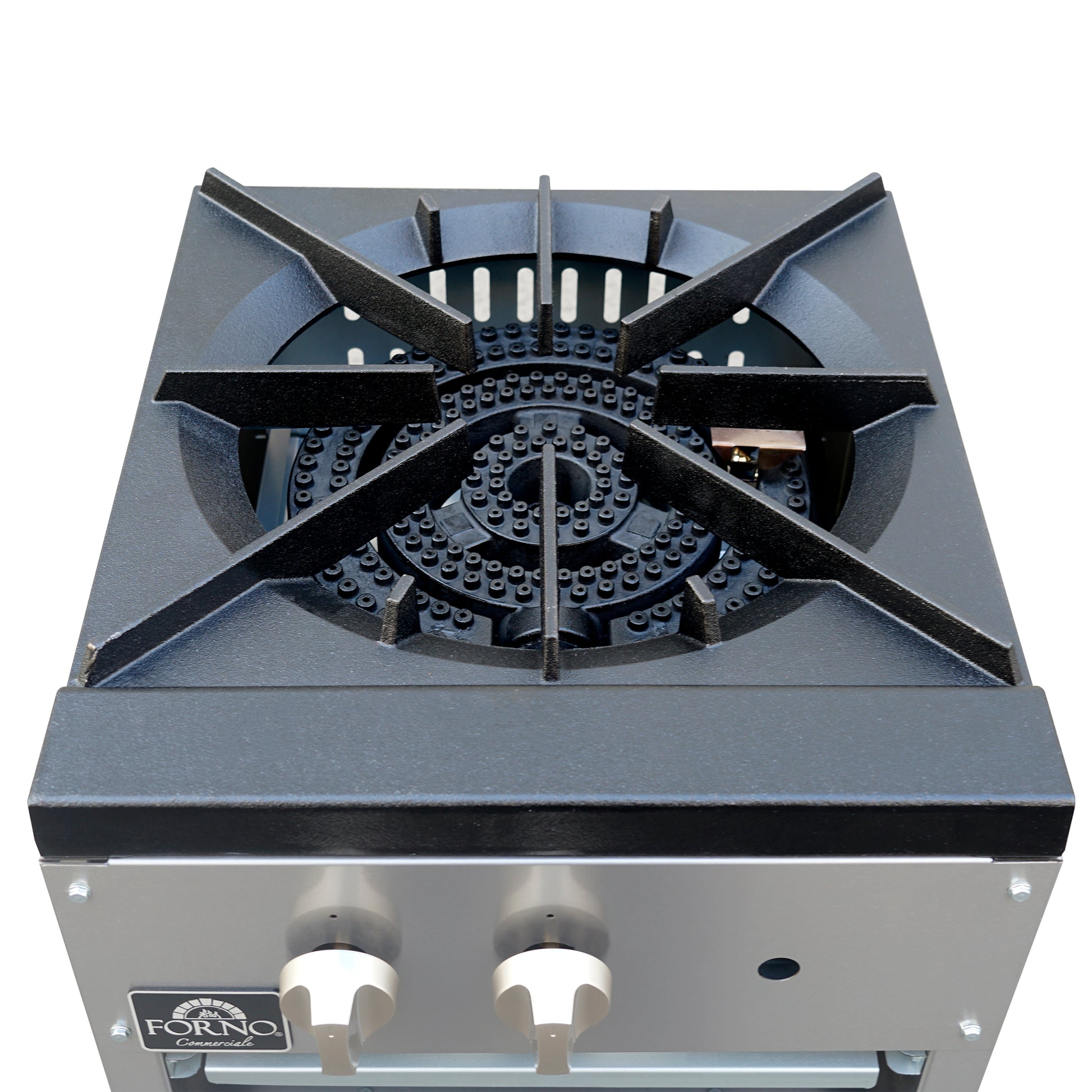 Forno Commerciale gas stock pot range, 1 powerful 3-ring burner, 80,000 BTU, durable stainless steel, heavy-duty cast iron grate - Forno Appliances