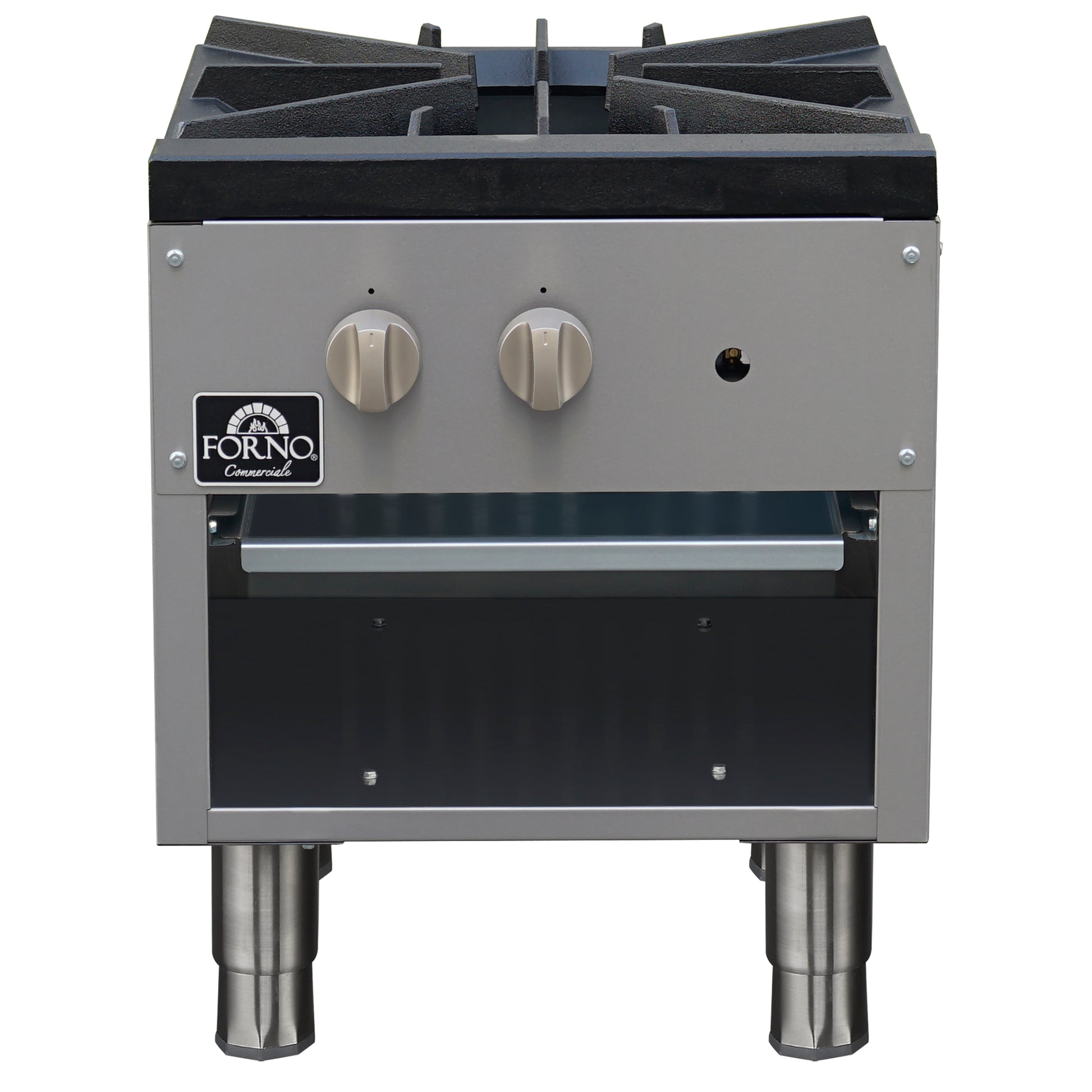 Forno Commerciale gas stock pot range, 1 powerful 3-ring burner, 80,000 BTU, durable stainless steel, heavy-duty cast iron grate - Forno Appliances