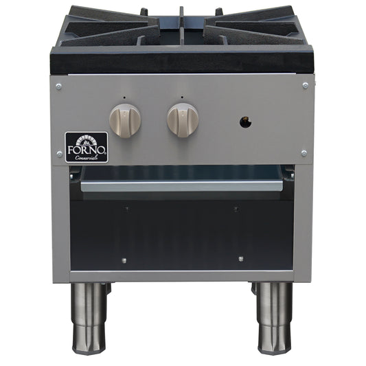 Forno Commerciale gas stock pot range, 1 powerful 3-ring burner, 80,000 BTU, durable stainless steel, heavy-duty cast iron grate - Forno Appliances