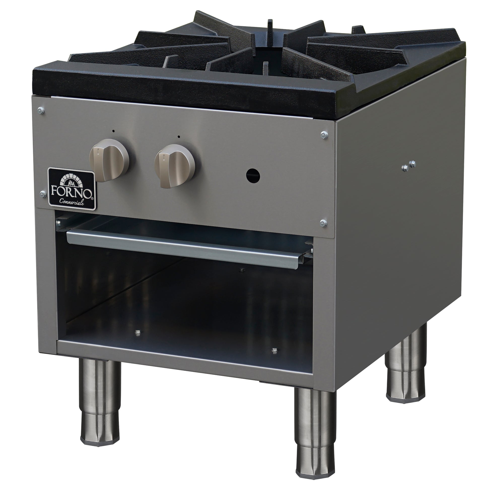 Forno Commerciale gas stock pot range, 1 powerful 3-ring burner, 80,000 BTU, durable stainless steel, heavy-duty cast iron grate - Forno Appliances