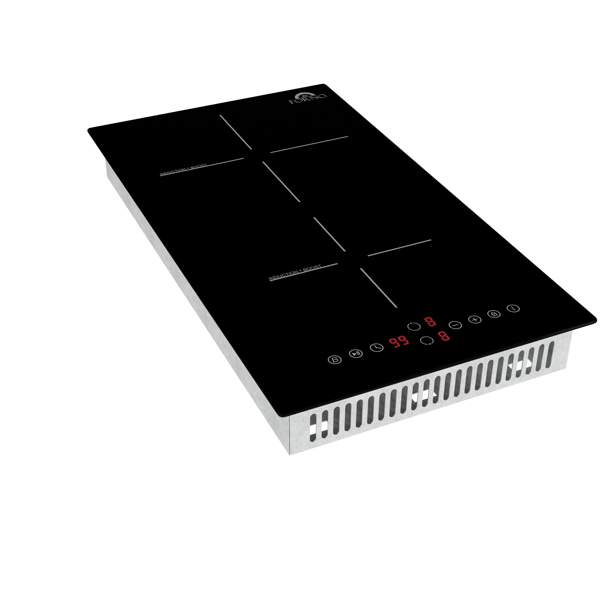 Forno Parco 12-Inch Induction Cooktop, 2 Zones, 3,600W Total Power, Touch Control, 9 Power Levels, Booster Function - Forno Appliances