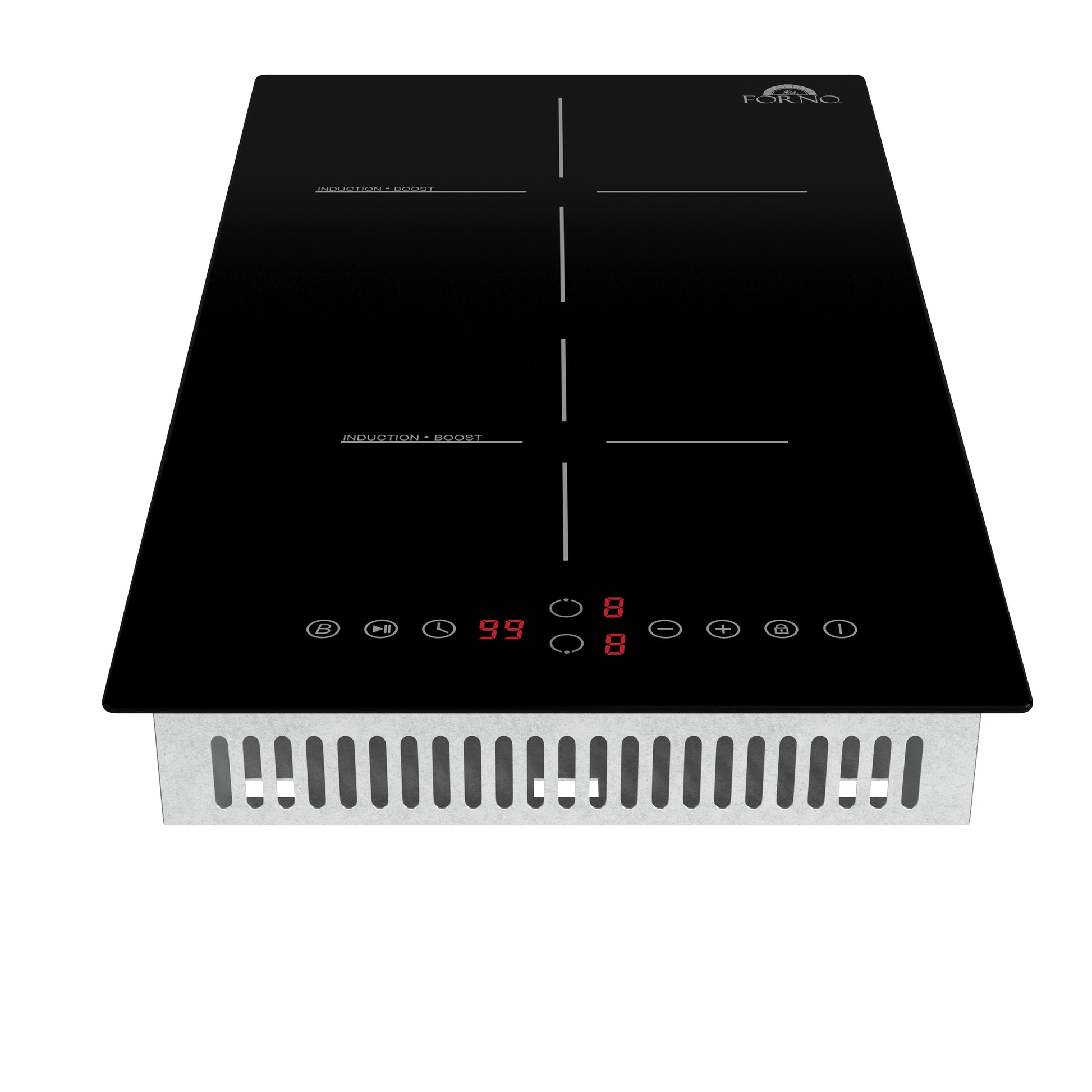 Forno Parco 12-Inch Induction Cooktop, 2 Zones, 3,600W Total Power, Touch Control, 9 Power Levels, Booster Function - Forno Appliances