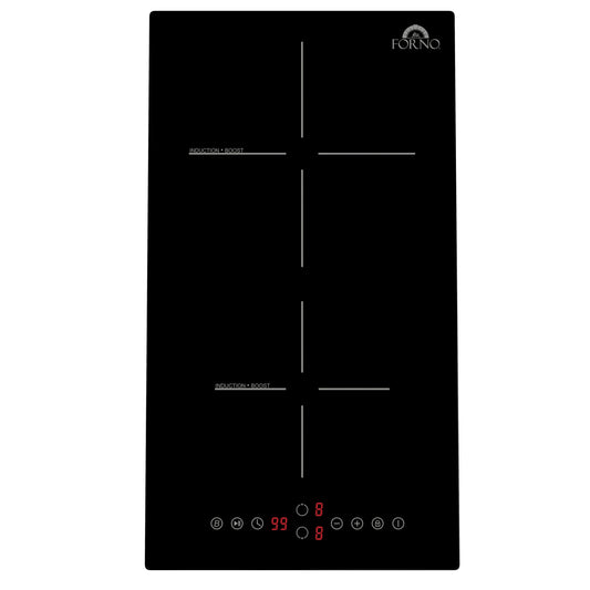 Forno Parco 12-Inch Induction Cooktop, 2 Zones, 3,600W Total Power, Touch Control, 9 Power Levels, Booster Function - Forno Appliances