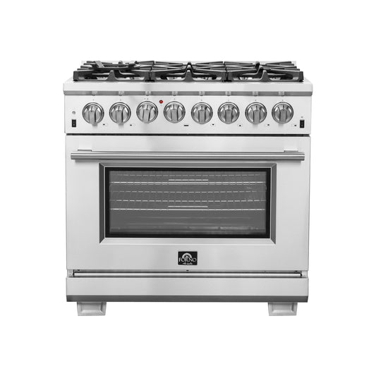 Forno Capriasca 36-Inch Freestanding Dual Fuel Range, 6 Burners, True Convection Oven - Forno Appliances