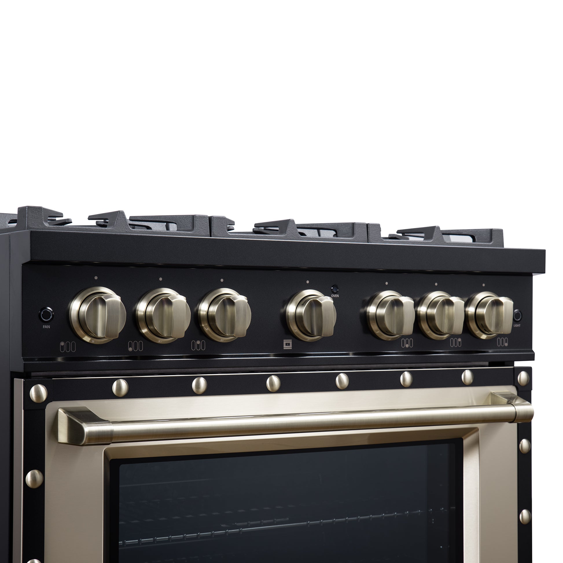Valente 36" Dual Fuel Range in Black, 6 Sealed Burners, 71 000 BTU Cooktop Output , 5.2 Cu.Ft. convection Oven, Telescopic Racks - Forno Appliances