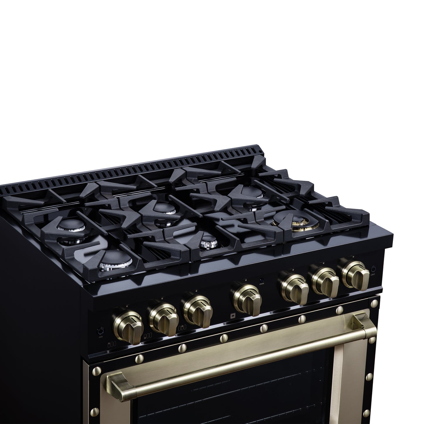 Valente 36" Dual Fuel Range in Black, 6 Sealed Burners, 71 000 BTU Cooktop Output , 5.2 Cu.Ft. convection Oven, Telescopic Racks - Forno Appliances