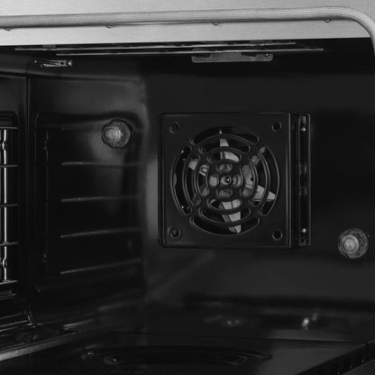 Valente 36" Dual Fuel Range in Black, 6 Sealed Burners, 71 000 BTU Cooktop Output , 5.2 Cu.Ft. convection Oven, Telescopic Racks - Forno Appliances
