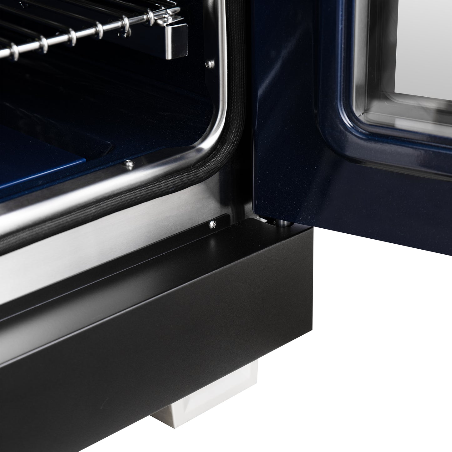 Forno Capriasca 36 Inch Freestanding French Door Dual Fuel Range in Black with Antique Brass Accessories, 6 Burners, True Convection Oven - Forno Appliances