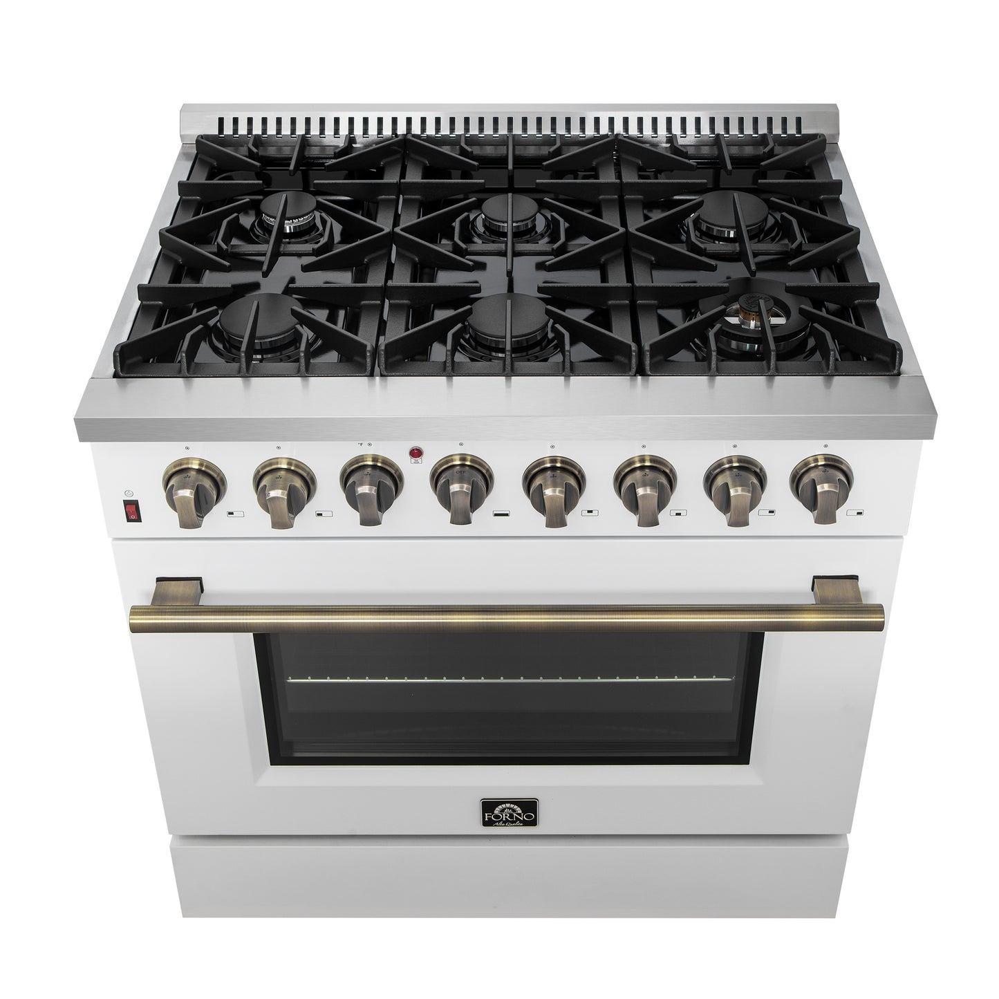 Forno Galiano 36" Freestanding Dual Fuel Range in White - Forno Appliances