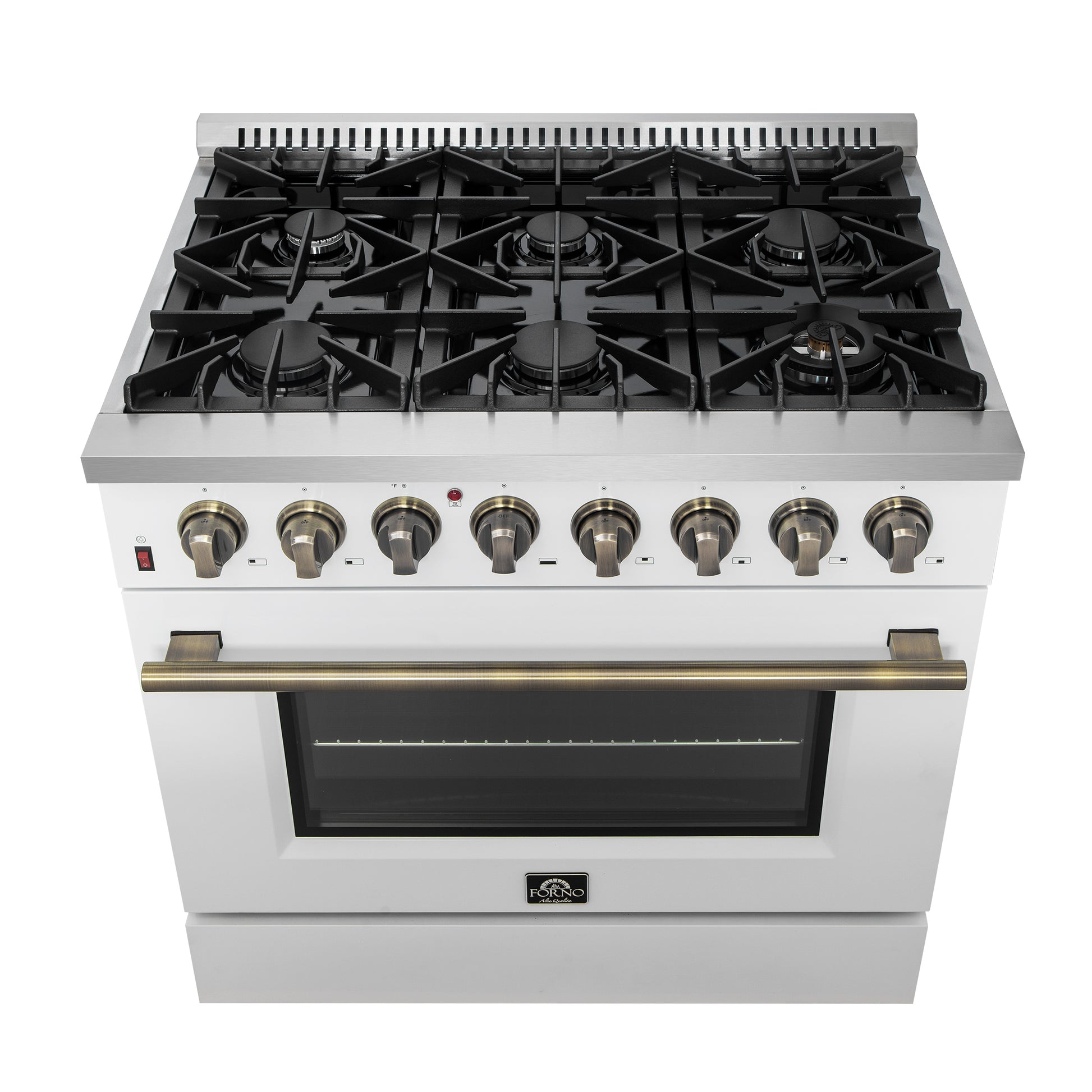 Forno Galiano 36" Freestanding Dual Fuel Range in White - Forno Appliances