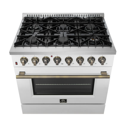 Forno Galiano 36" Freestanding Dual Fuel Range in White - Forno Appliances