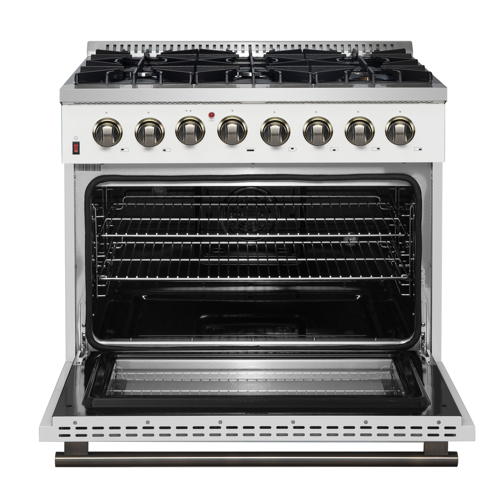 Forno Galiano 36" Freestanding Dual Fuel Range in White - Forno Appliances