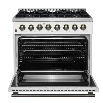 Forno Galiano 36" Freestanding Dual Fuel Range in White - Forno Appliances