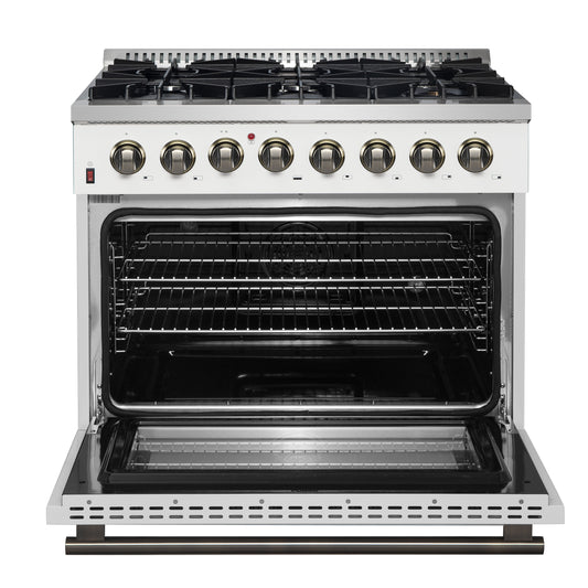 Forno Galiano 36" Freestanding Dual Fuel Range in White - Forno Appliances