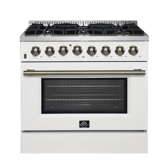 Forno Galiano 36" Freestanding Dual Fuel Range in White - Forno Appliances