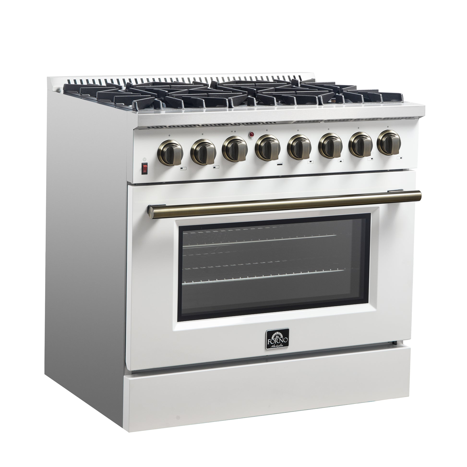 Forno Galiano 36" Freestanding Dual Fuel Range in White - Forno Appliances