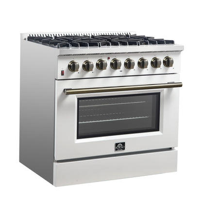 Forno Galiano 36" Freestanding Dual Fuel Range in White - Forno Appliances