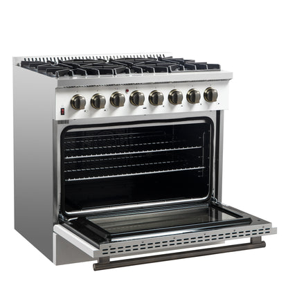 Forno Galiano 36" Freestanding Dual Fuel Range in White - Forno Appliances