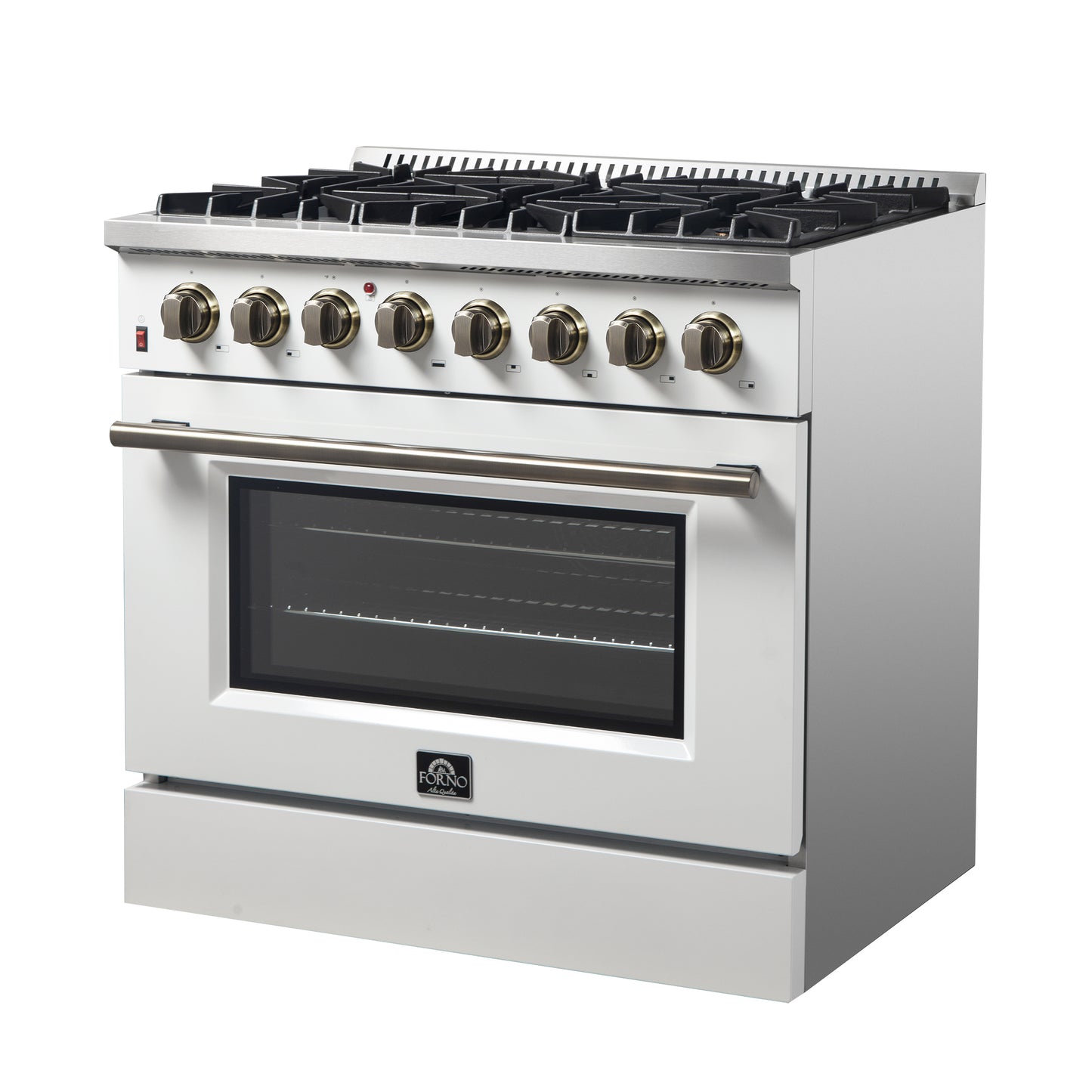 Forno Galiano 36" Freestanding Dual Fuel Range in White - Forno Appliances