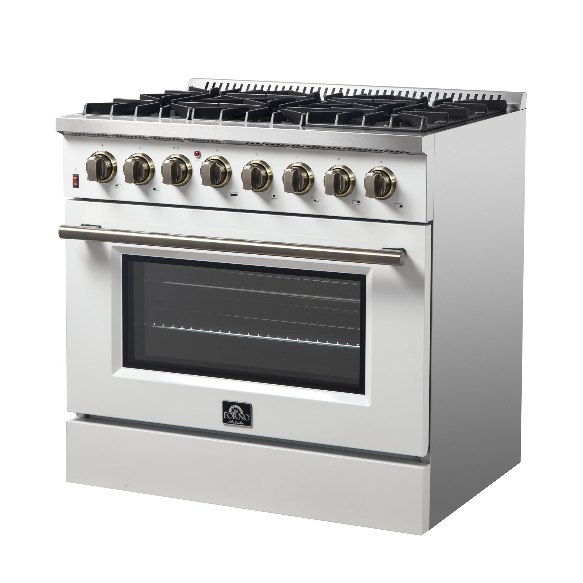 Forno Galiano 36" Freestanding Dual Fuel Range in White - Forno Appliances