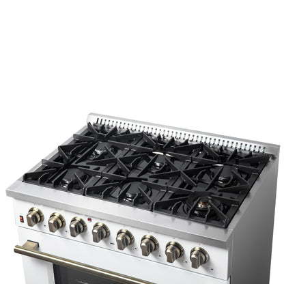 Forno Galiano 36" Freestanding Dual Fuel Range in White - Forno Appliances