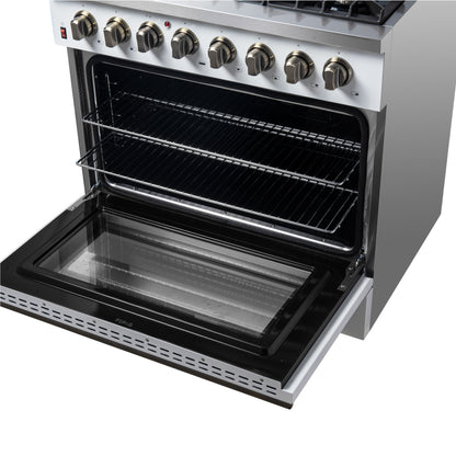 Forno Galiano 36" Freestanding Dual Fuel Range in White - Forno Appliances