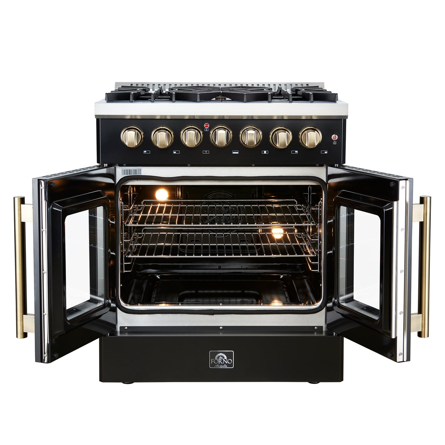 Forno Galiano 30-inch Freestanding French Door Dual Fuel Range Black - Forno Appliances