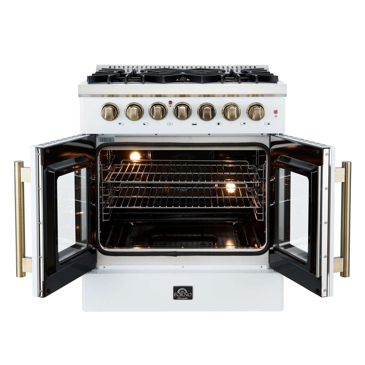 Forno Galiano 30-inch Freestanding French Door Dual Fuel Range White - Forno Appliances