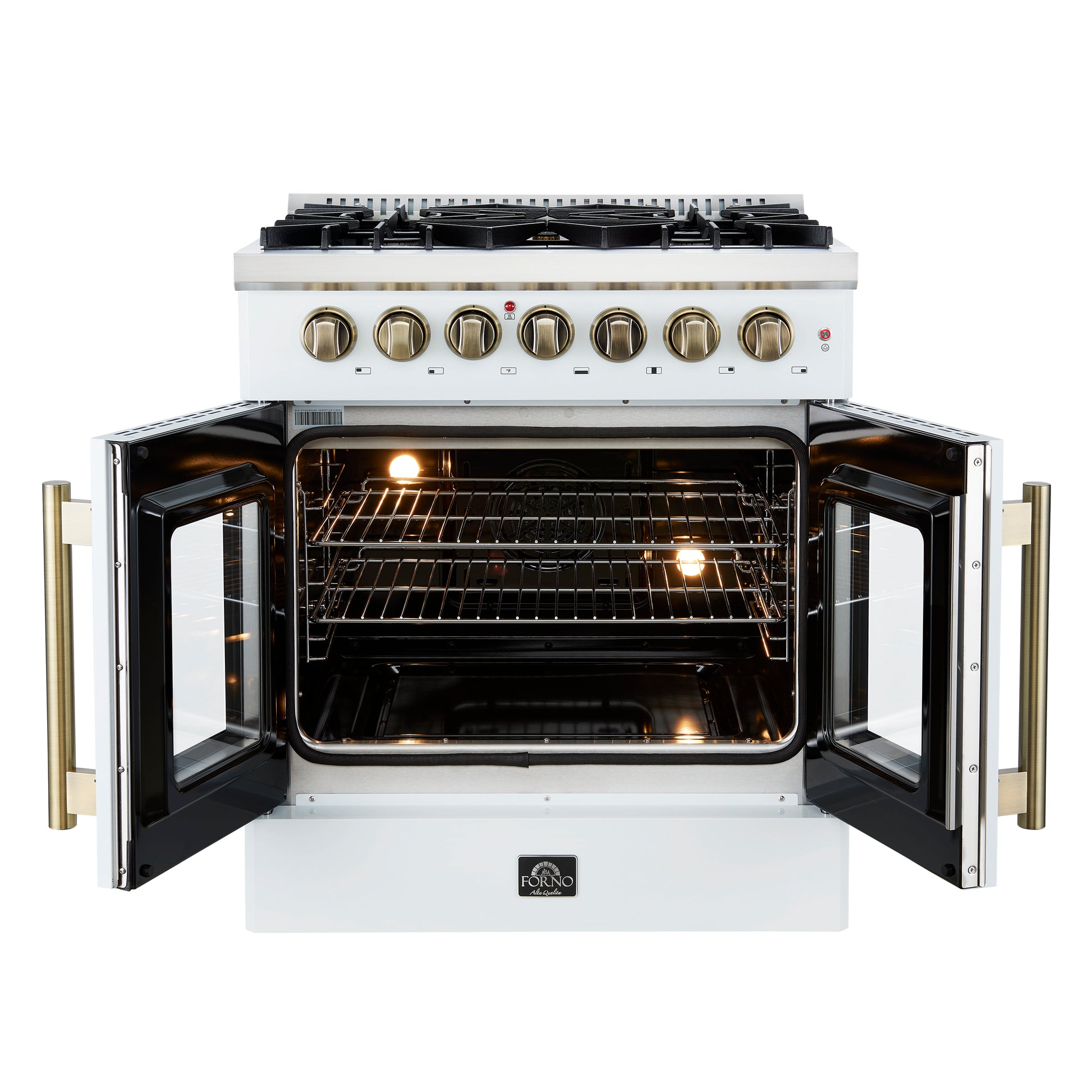 Forno Galiano 30-inch Freestanding French Door Dual Fuel Range White - Forno Appliances