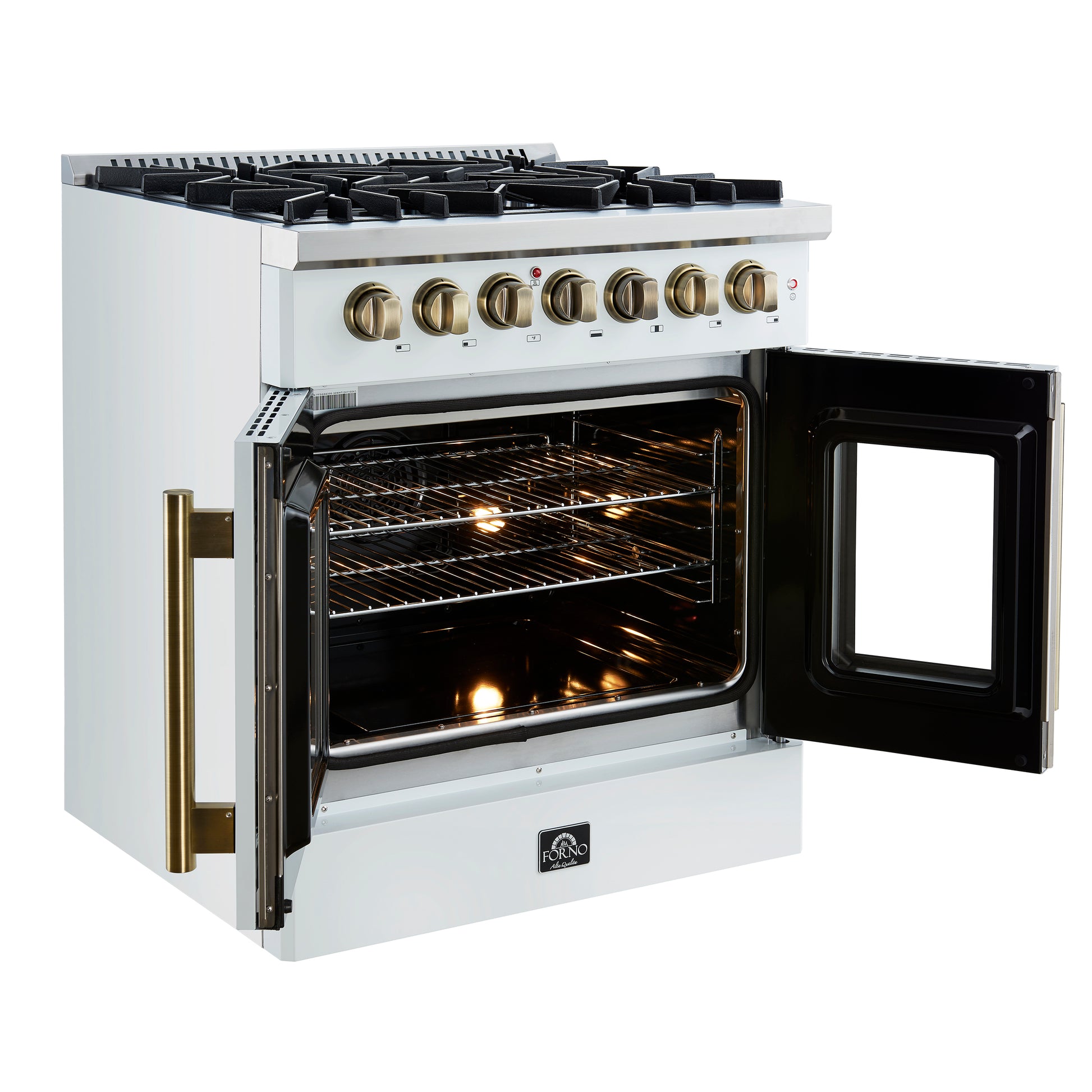 Forno Galiano 30-inch Freestanding French Door Dual Fuel Range White - Forno Appliances