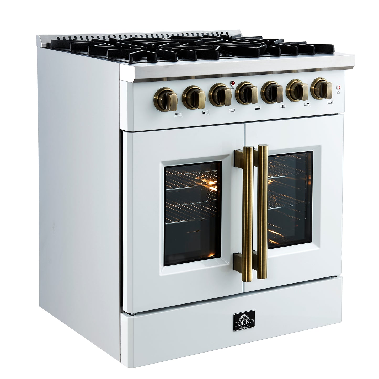 Forno Galiano 30-inch Freestanding French Door Dual Fuel Range White - Forno Appliances